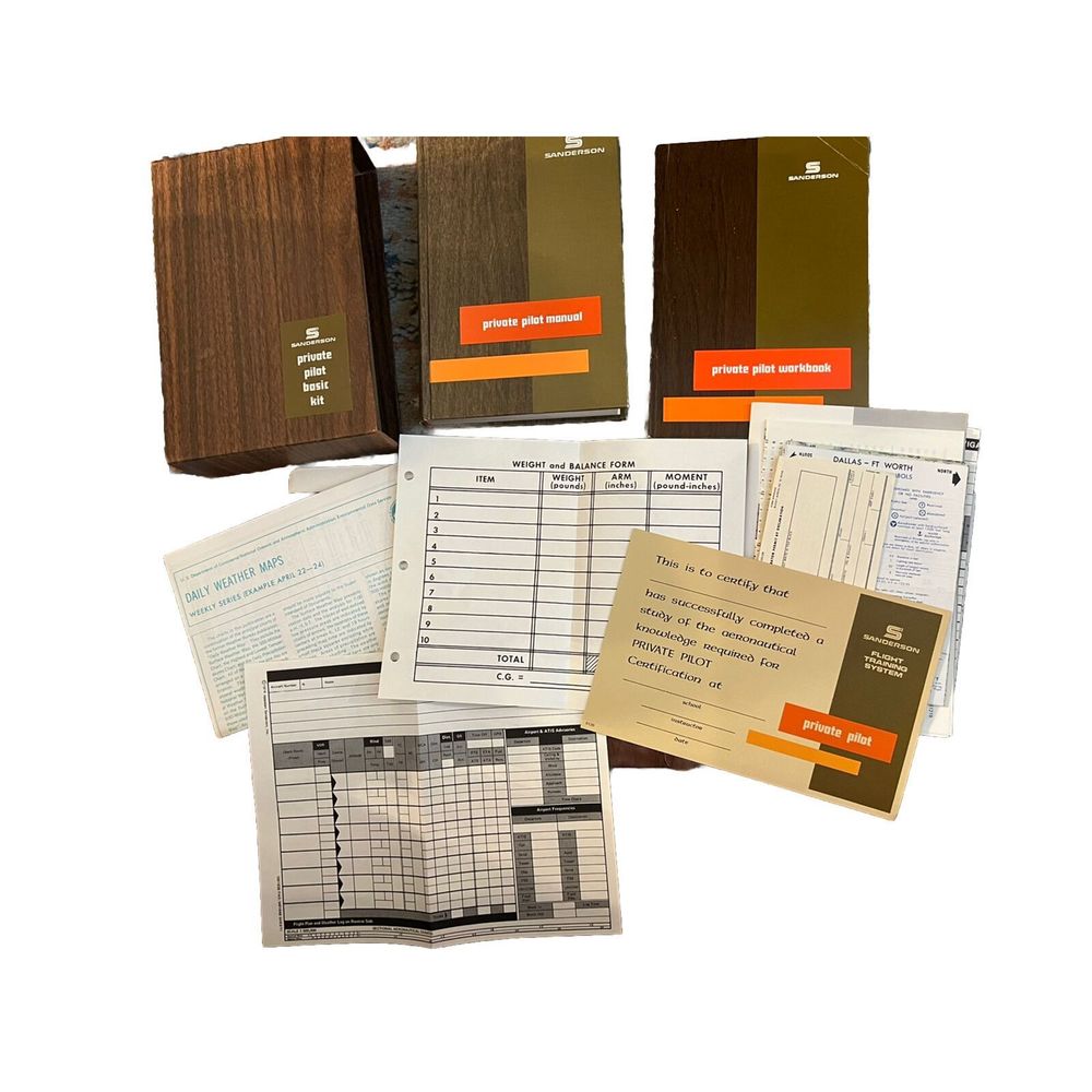 Vintage Jeppesen Sanderson Private Pilot Basic Kit Training Course Books